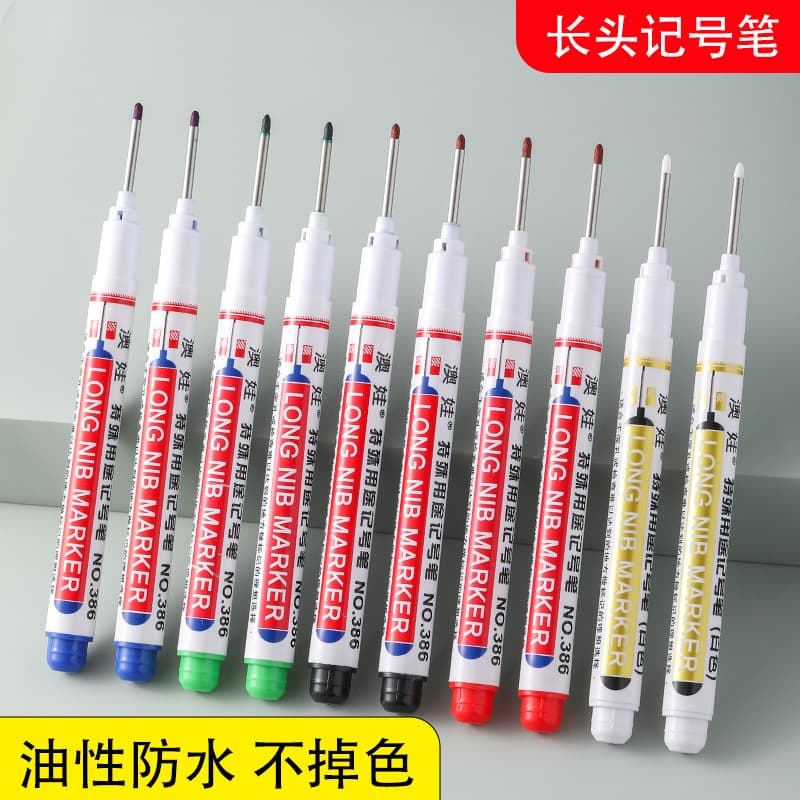 20mm Pen Length Long Tip Tile Marker Oil-based Waterproof and Wipe-resistant for Woodworking Drilling Deep Hole Fine Marker