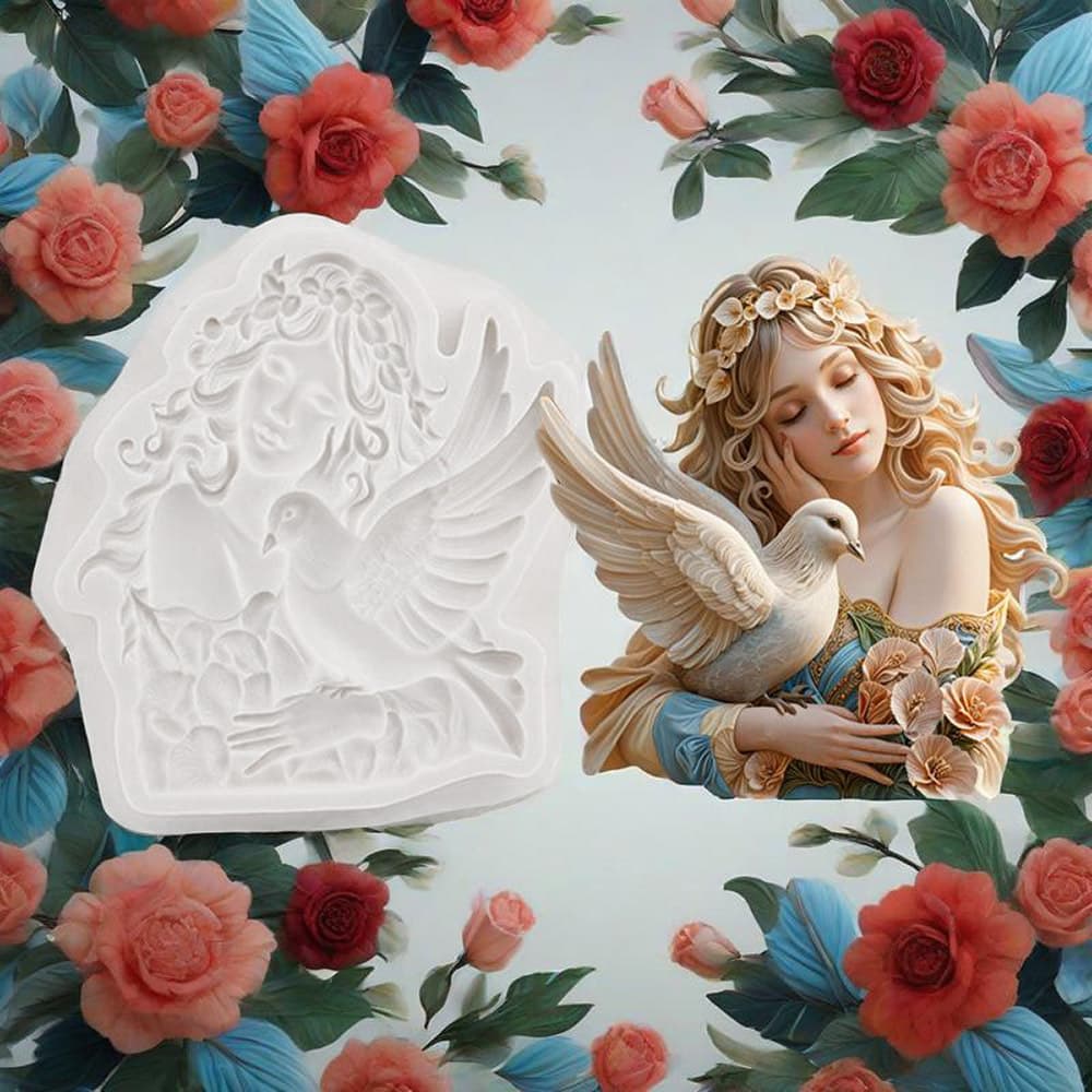 Butterfly Angel Girl Silicone Mold Pigeon Fairy Lotus Peony DIY Clay Plaster Candle Aromatherapy Mold