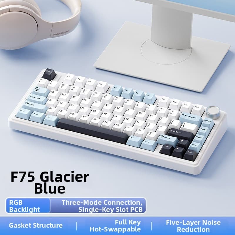 Cross-border exclusive supply AULA F75 custom three-mode mechanical keyboard gasket structure full-key hot-swappable