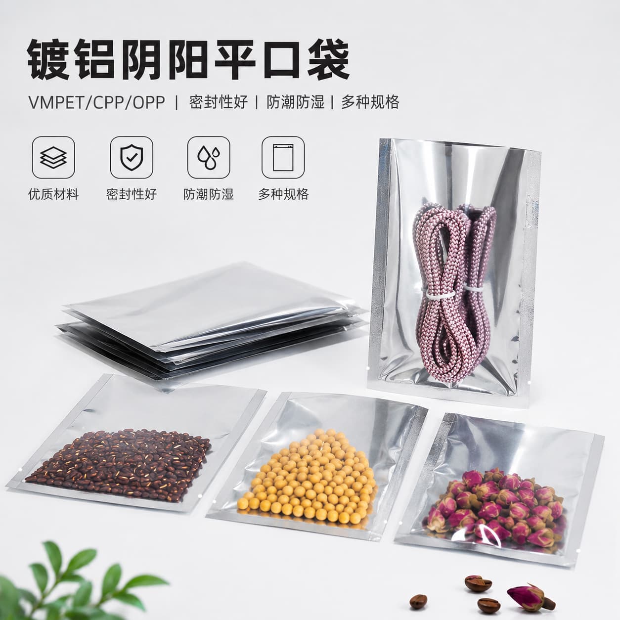 Aluminized Flat Bottom Bag, Foil Bag for Shrimp, Clothing Bag, Toy Accessories Bag, Silicone Products Packaging, Jewelry Bag