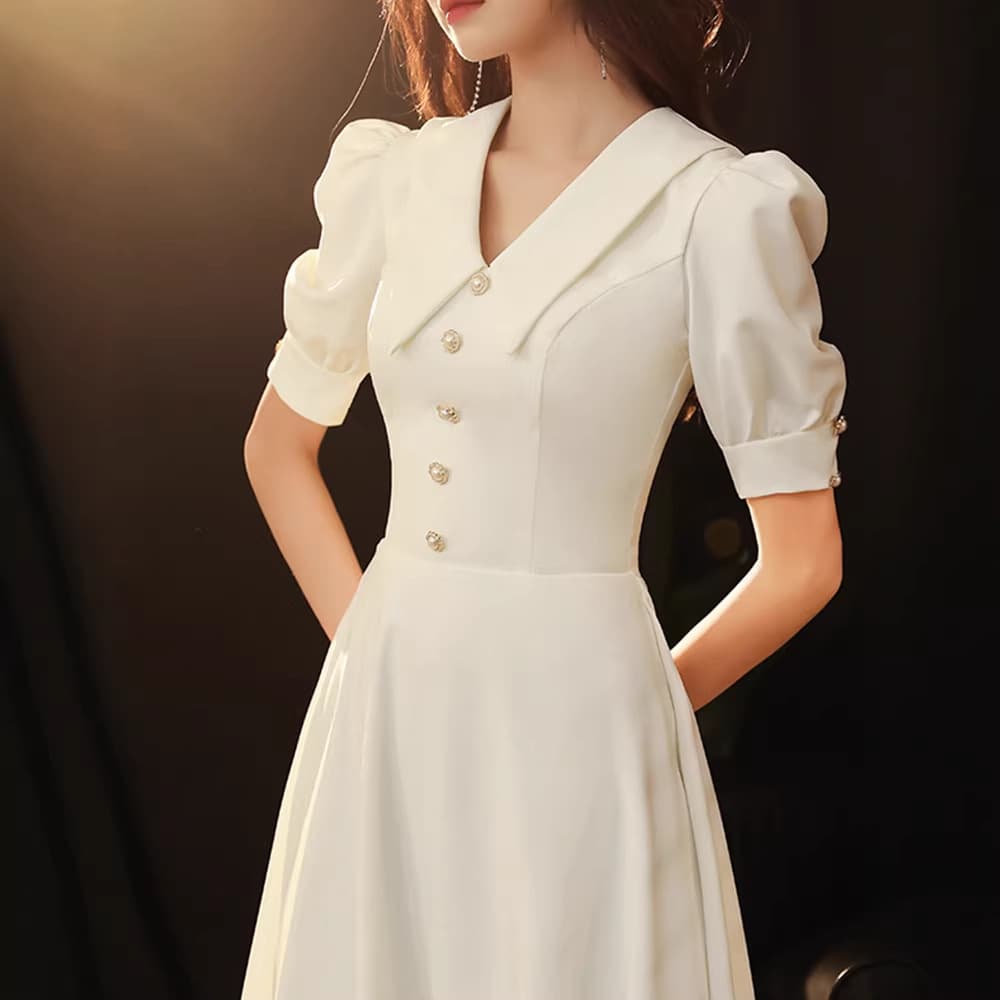 White French evening dress, women can usually wear light luxury niche high-end certificate registration dress doll collar summer