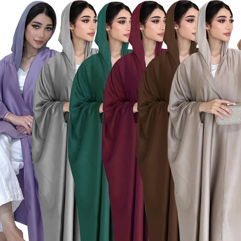 MQ082 Modest European and American Cross-border Women's Clothing TK Hot-selling Jacket Fashion Soft Satin Batwing Sleeve Women's Long Dress
