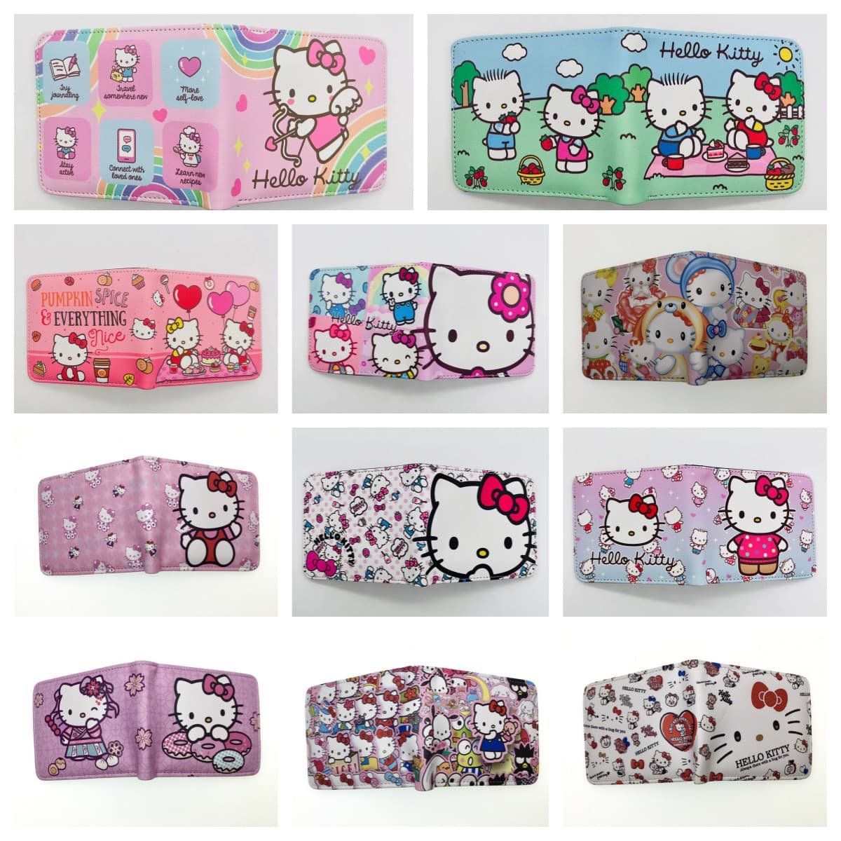HelloKitty Girl Two-Fold Wallet Children's Short Coin Purse KT Cat PU Student Leather Card Holder