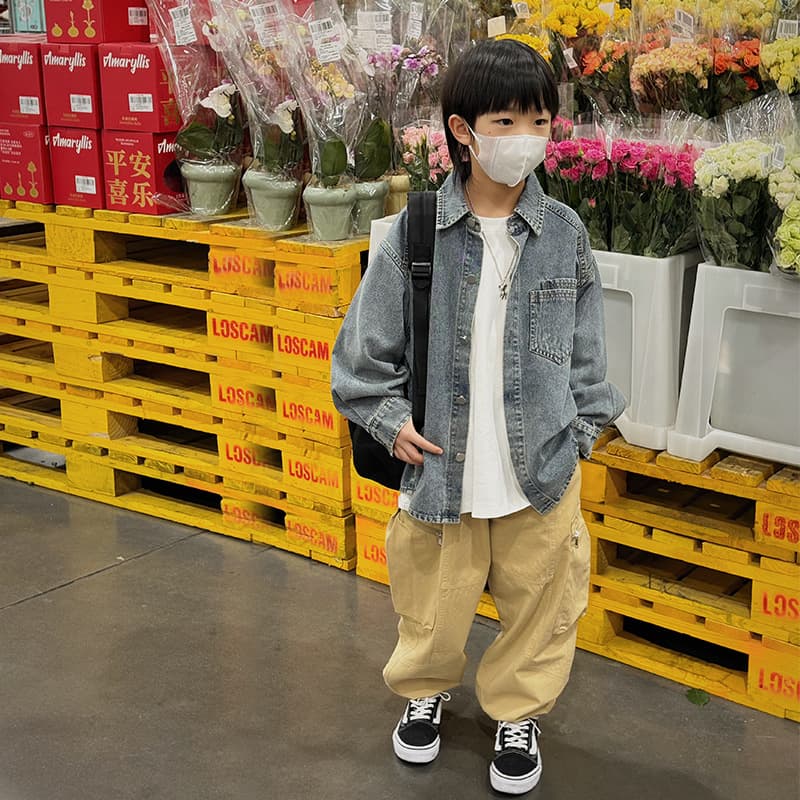 Baoduo Children's Clothing Boys' Denim Top Shirt 2024 New Trendy Boy Spring/Autumn Long-sleeve Jacket Spring Fashion