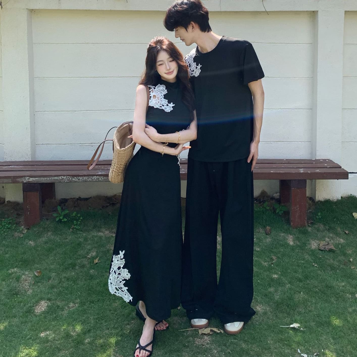 New Chinese-Style Couple Outfit Summer New National Style One-Dress One-Skirt Sleeveless Design Waist-Tightening Slimming Long Dress