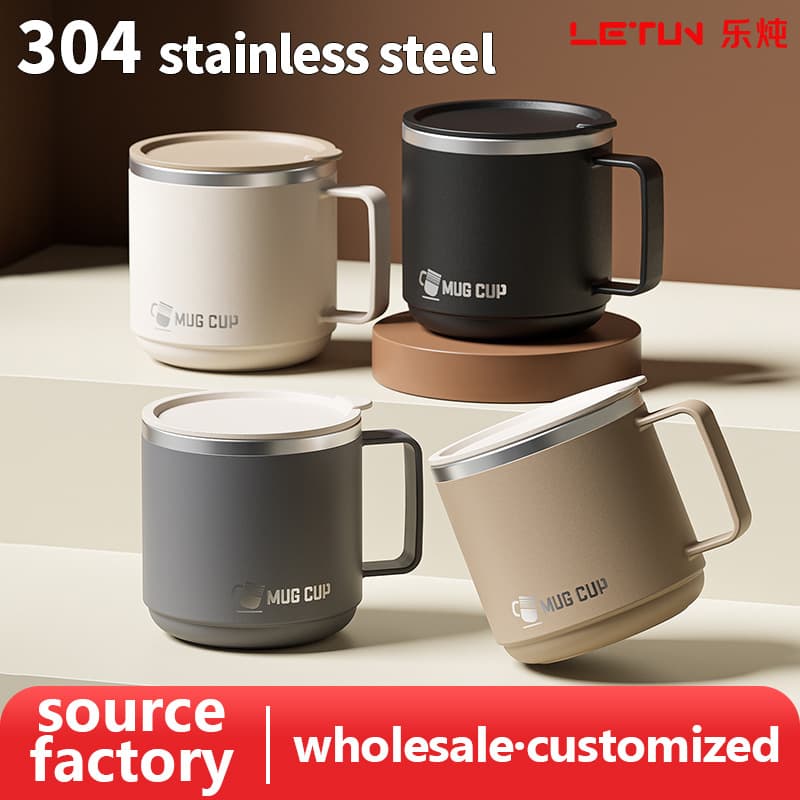 304 Stainless Steel Thick Double Wall Mug Office Coffee Portable Cup