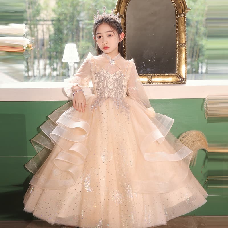 Children's Princess Dress French Style Girl Birthday Princess Dress Flower Girl Wedding Hepburn Style Middle School Host