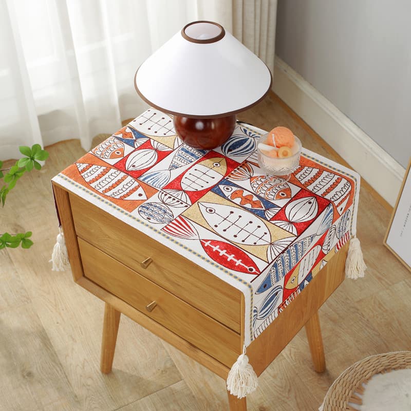 Yarn-dyed jacquard bedside table dresser cover, microwave oven/refrigerator cover, machine cleaning cover, multi-functional dustproof cloth