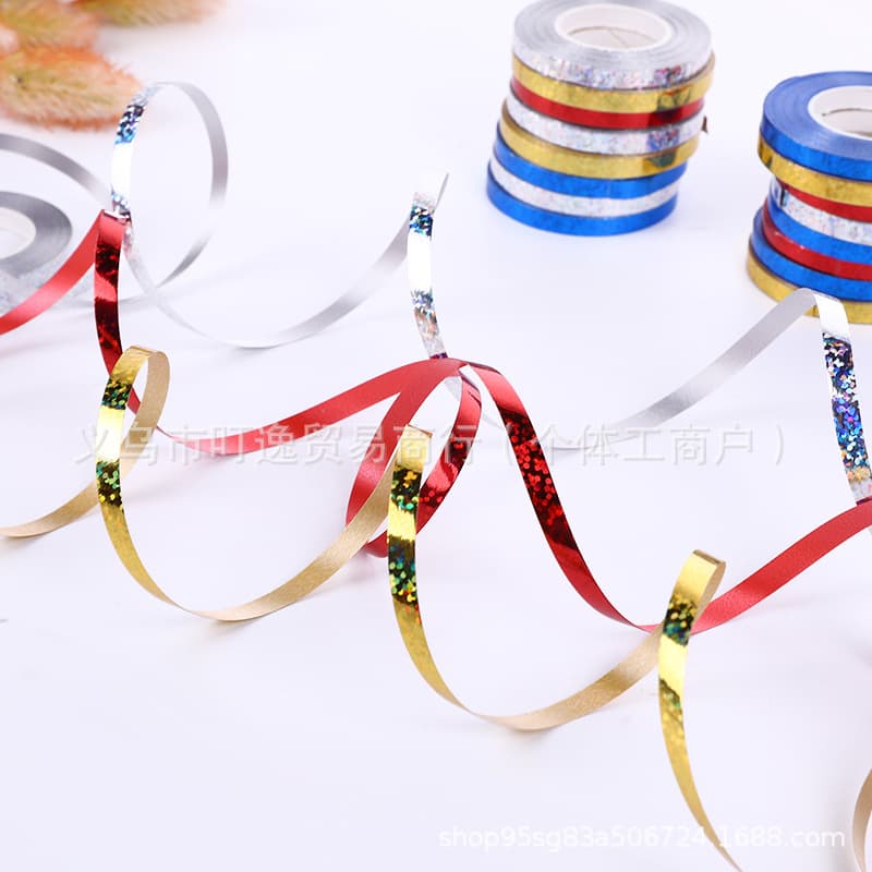 Source factory 10m laser balloon ribbon streamers for festivals, celebrations, and wedding decorations, laser ribbon.