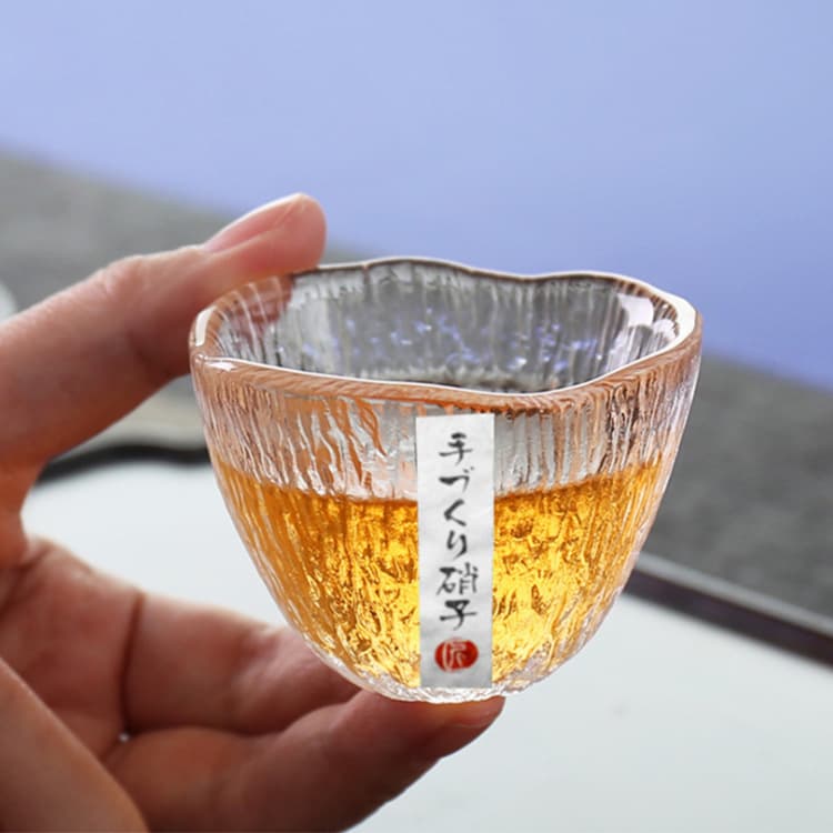 Small Japanese Mushroom Raindrop Cup Coaster Glass Cup Tea Tasting Cup Household Heat-resistant Kung Fu Small Tea Cup High Aesthetics