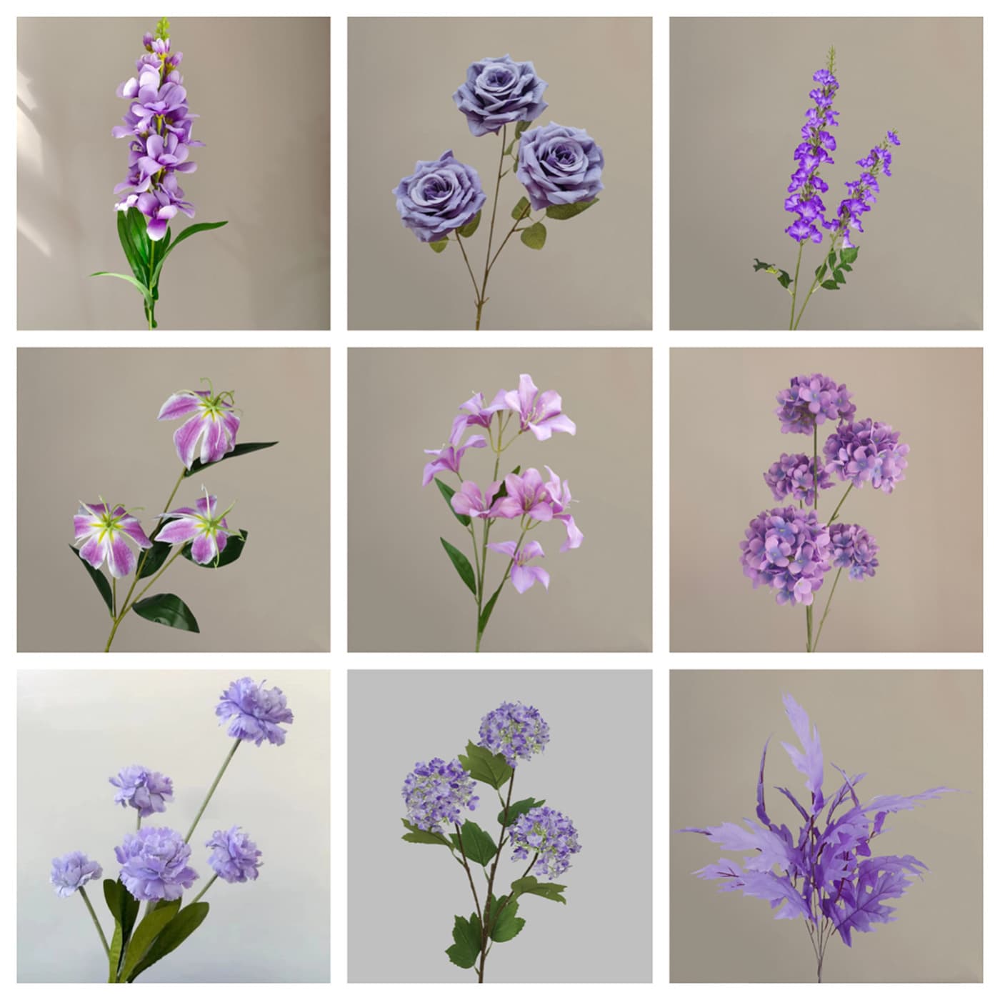 Purple artificial flowers for wedding flowers, roses, phalaenopsis, lilies, gypsophila, artificial flowers, purple artificial flowers wholesale