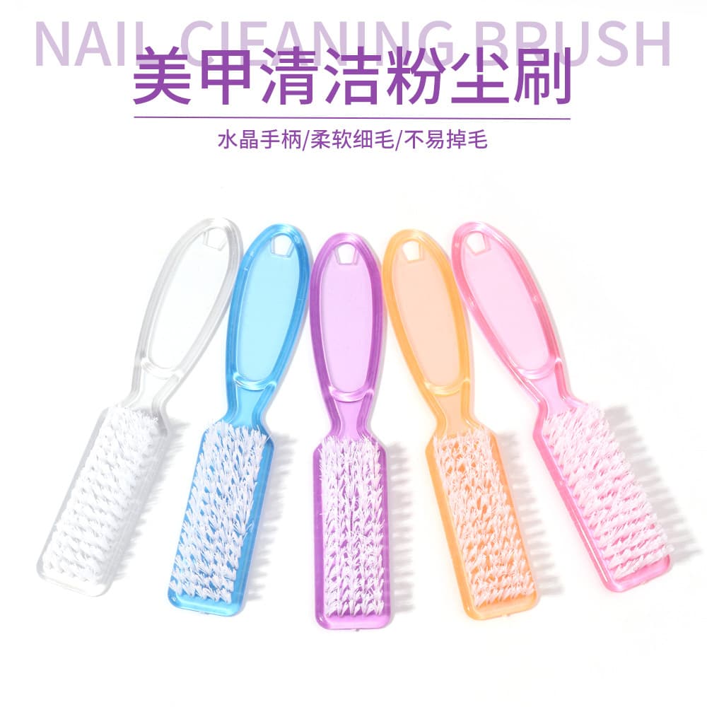 Cross-border exclusive transparent long-handle nail brush, square plastic cleaning brush non-shedding, crystal brush for manicure, manufacturer supply