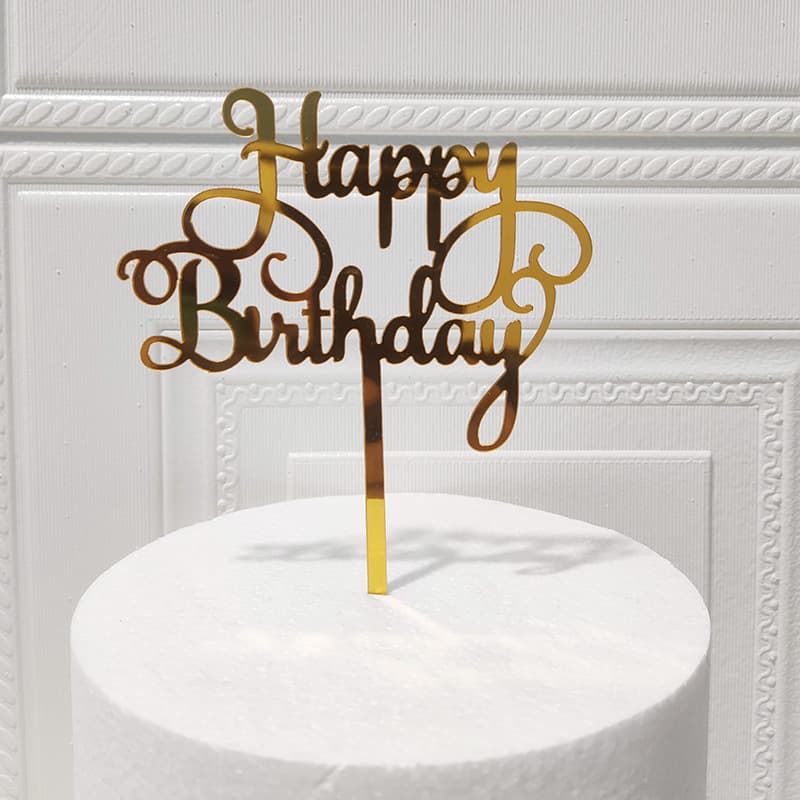 Cross-border Acrylic Birthday Cake Topper English Happy Birthday Festive Baking Decoration Supplies Factory Direct