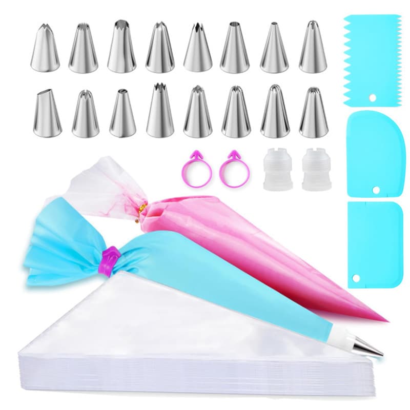 Cross-border 124-Piece Piping Nozzle Set Cake Decorating Piping Nozzles Piping Bags Plastic Cream Scraper