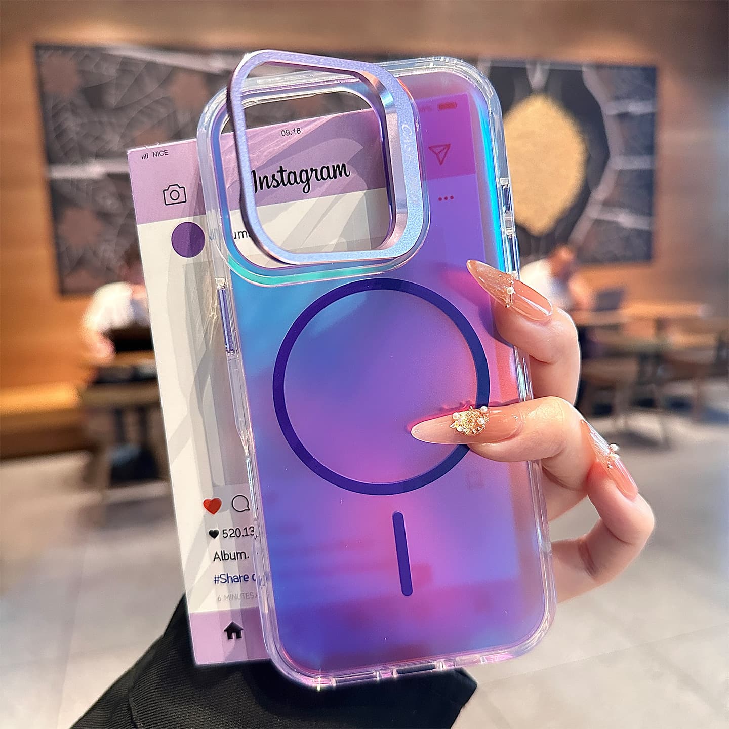 Suitable for iPhone17promax laser chameleon magnetic phone case Apple 16 lens bracket protective cover