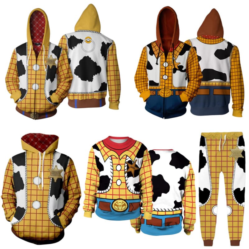 Cross-border New Toy Story Series Woody 3D Hoodie Cosplay Anime 3D Zip Hoodie Trendy Long Sleeve