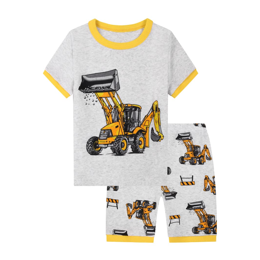 European and American children's clothing, homewear, pajamas, boys and girls, short sleeve shorts, excavator, a set of hair generation, Amazon