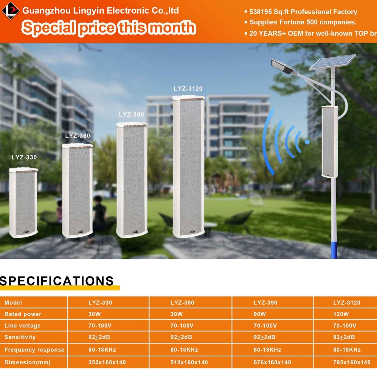 All-Weather Outdoor Waterproof Sound Column, Outdoor Audio, Campus Commercial Wall-Mounted Speaker, IP Public Broadcast Rainproof