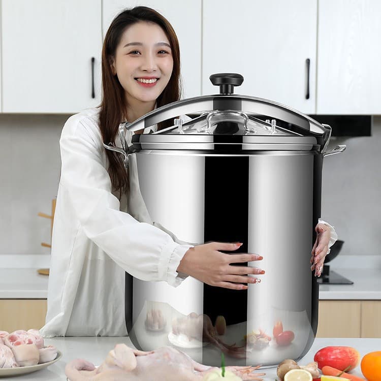 Commercial 304 Stainless Steel Explosion-Proof Pressure Cooker, Large Capacity, Suitable for Canteens and Restaurants, Compatible with Induction Cookers