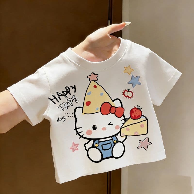 Children's pure cotton short-sleeved T-shirt summer girls half-sleeved bottoming shirt girls summer clothing medium and large children baby half-sleeved T-shirt