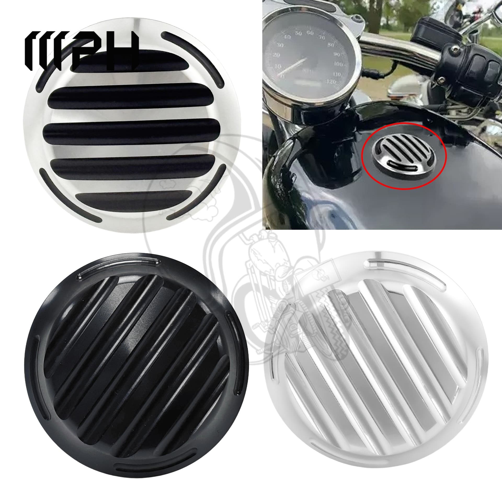 Motorcycle Harley Sportster Dyna Softail Touring Fuel Tank Cap Exhaust Style Aluminum