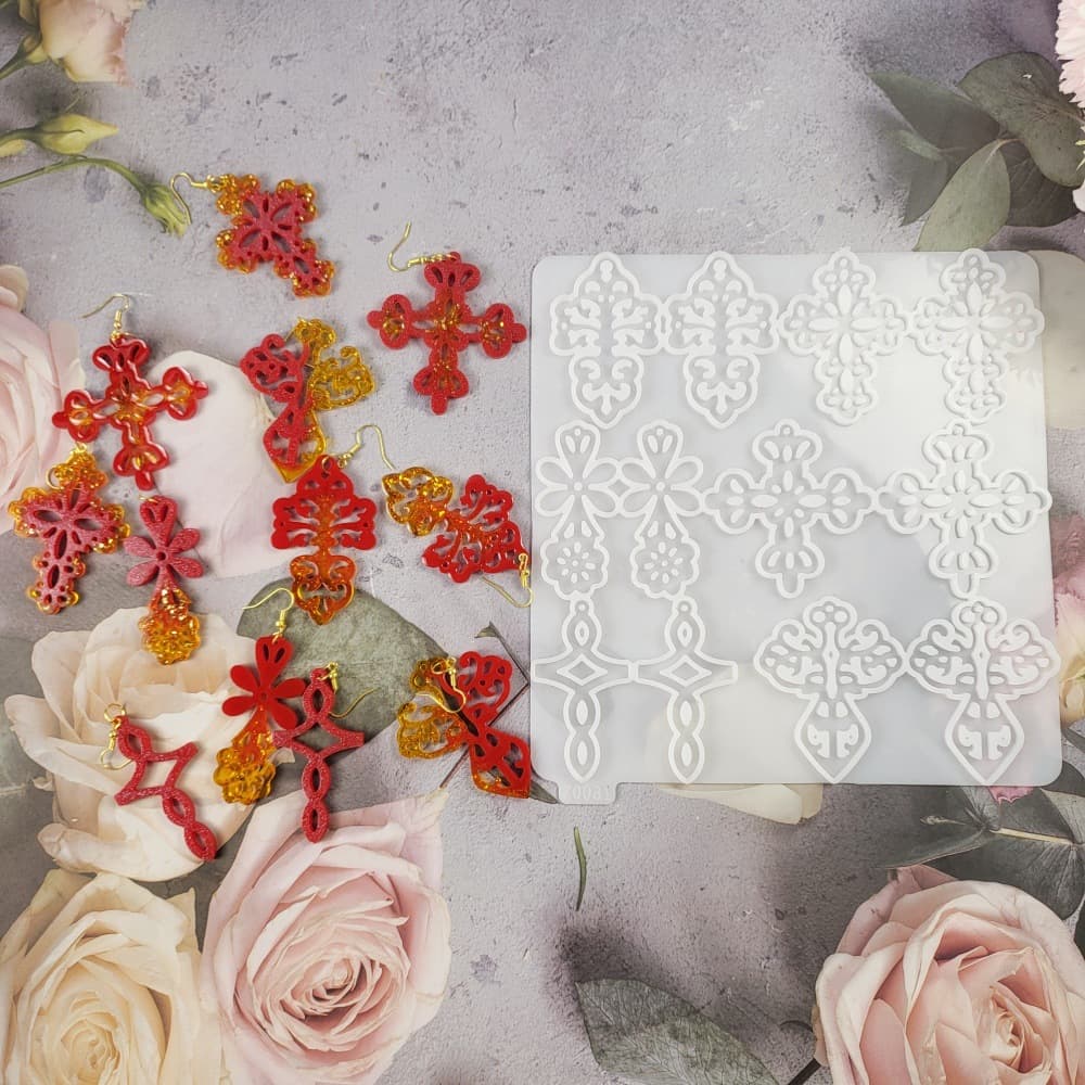 Z0081 Lace Earring Mold Crystal Glue Silicone Mold DIY Decorative Silicone Mold