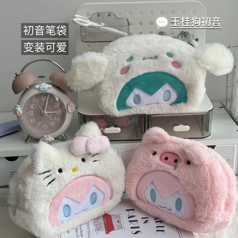 Small Capacity Miku Hatsune Miku Pencil Case Cute Cinnamoroll Stationery Storage Bag Kitty Cat Student Pencil Case