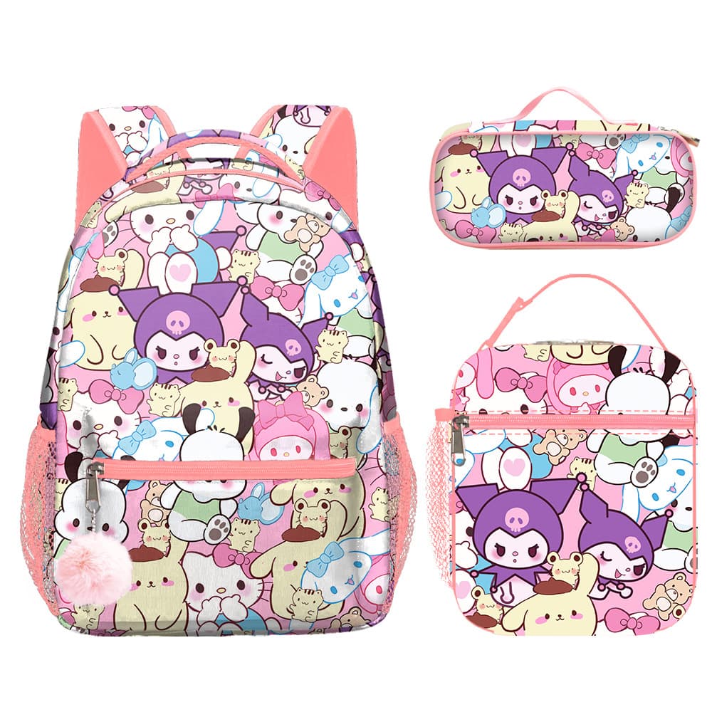 In Stock Stitch Cartoon School Backpack for Kids, Double-Shoulder Bag, Lunch Bag, Pencil Case 3-Piece Set Wholesale