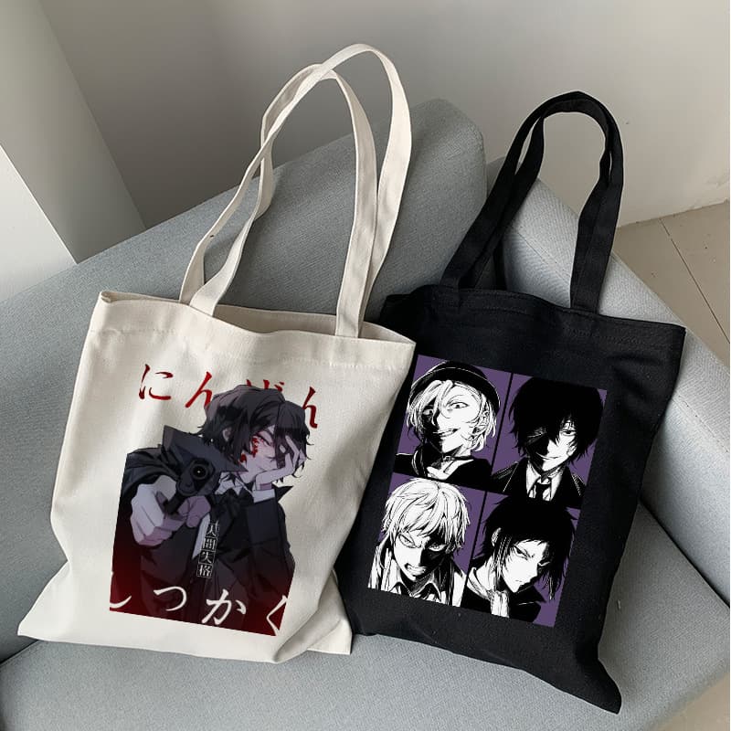 Cross-border Trade Bungou Stray Dogs Printed Canvas Bag Harajuku Shoulder Bag Fashion Handbag Shopping Tote