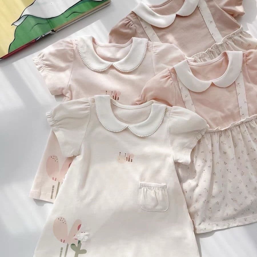 2025 Summer Short Sleeve Baby Girl Dress Cotton Soft A-Line Doll Collar Lady Style Cute OEM Wholesale