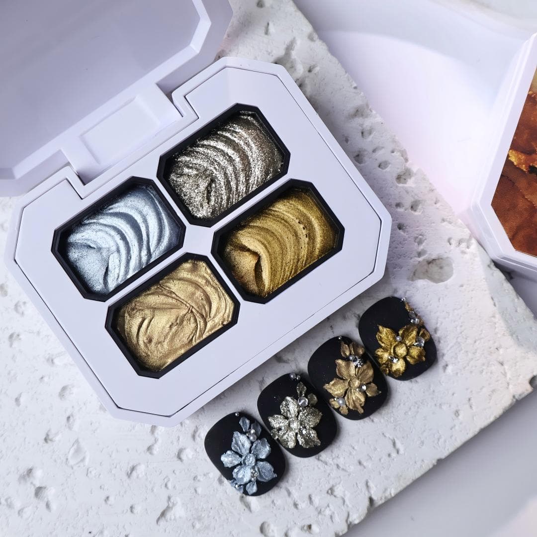 4-Color Embossed Gel High-Density Platinum Gel No-Wash Color Painting Flash Platinum Gel Mini Four-Color Nail Polish Gel