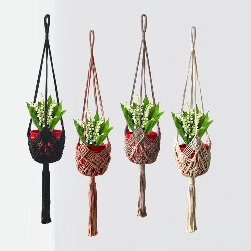 Balcony Hanging Planter Net Pocket Gardening Decorative Basket Cotton Rope Woven Nordic Style Hanging Planter Air Hanging Decor