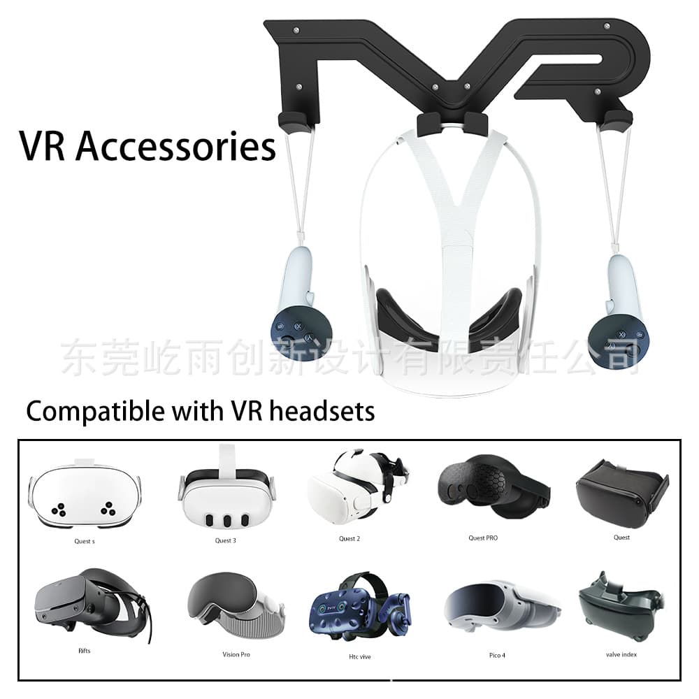 Wall mount for Meta Quest3s/2/3 VR all-in-one headsets, convenient for storing VR glasses, universal design.