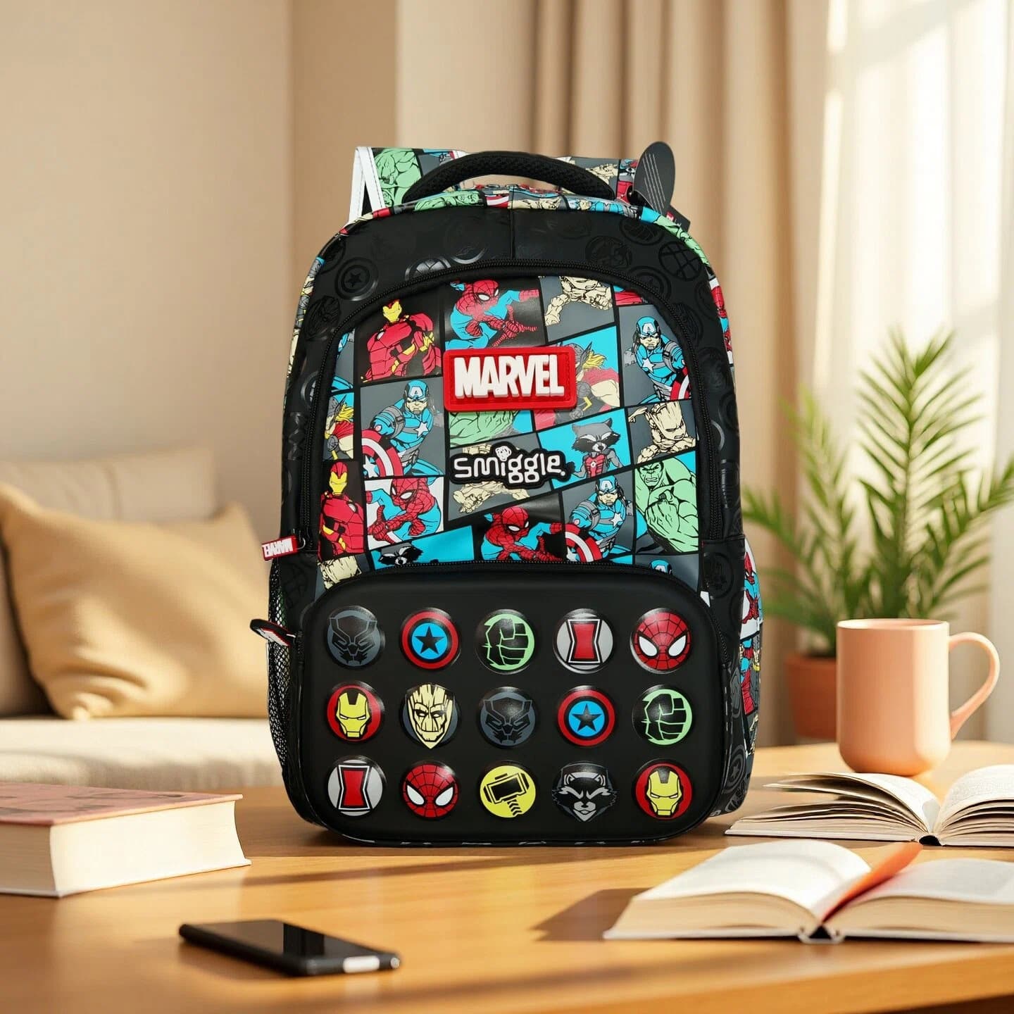 Smiggle Backpack Marvel Super Heroes Grades 1-6 School Bag Stylish Boys' Backpack Water-Resistant
