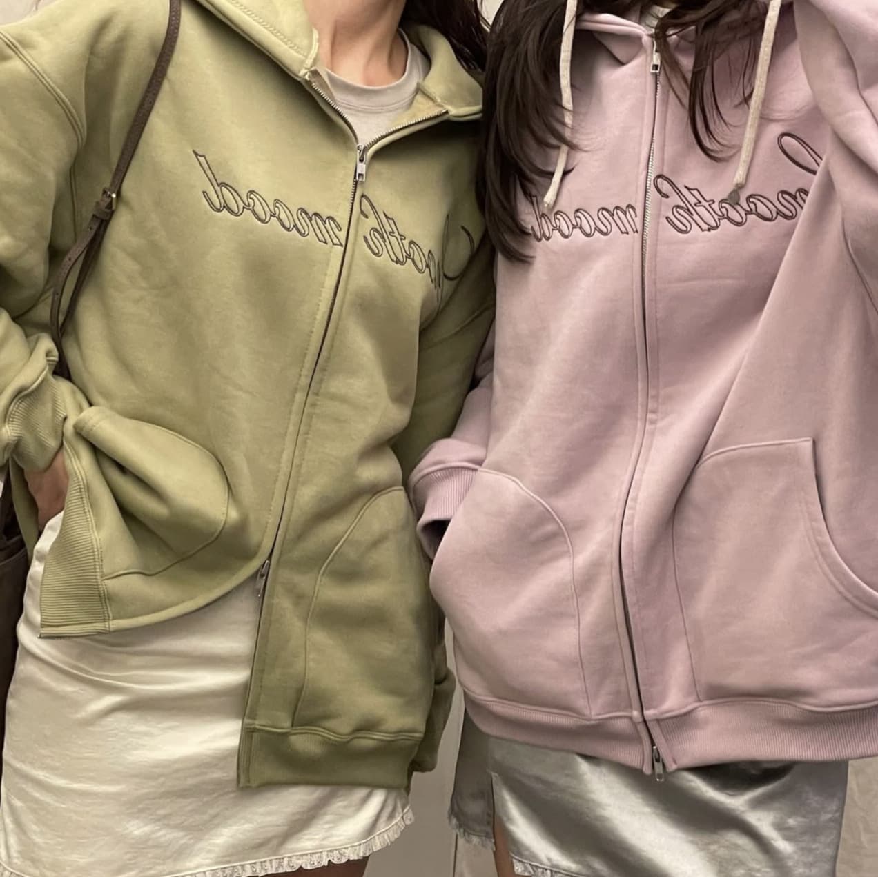New Color Hooded Sweatshirt Jacket with Smooth Letter Embroidery, Double Zipper, Fleece-Lined and Thickened