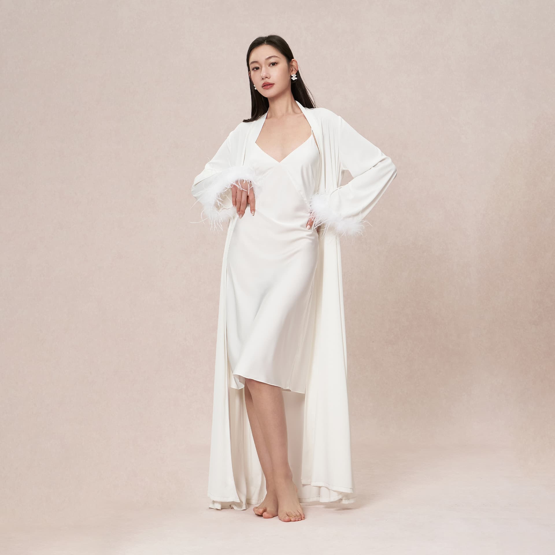 Spring/Summer New Cross-Border Pajamas Women Long Robe Chemise Nightgown Two-Piece Set Ladies Homewear Drop Shipping