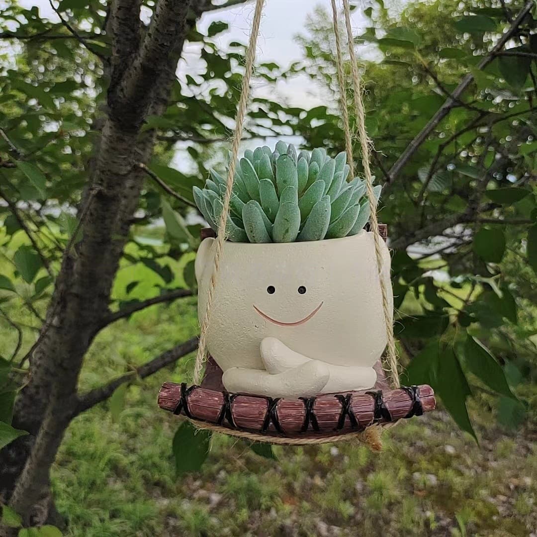 Cross-Border Funny Smiley Face Hanging Flower Pot Garden Decoration New Potted Plant Outdoor Rustic Sofa Ornament