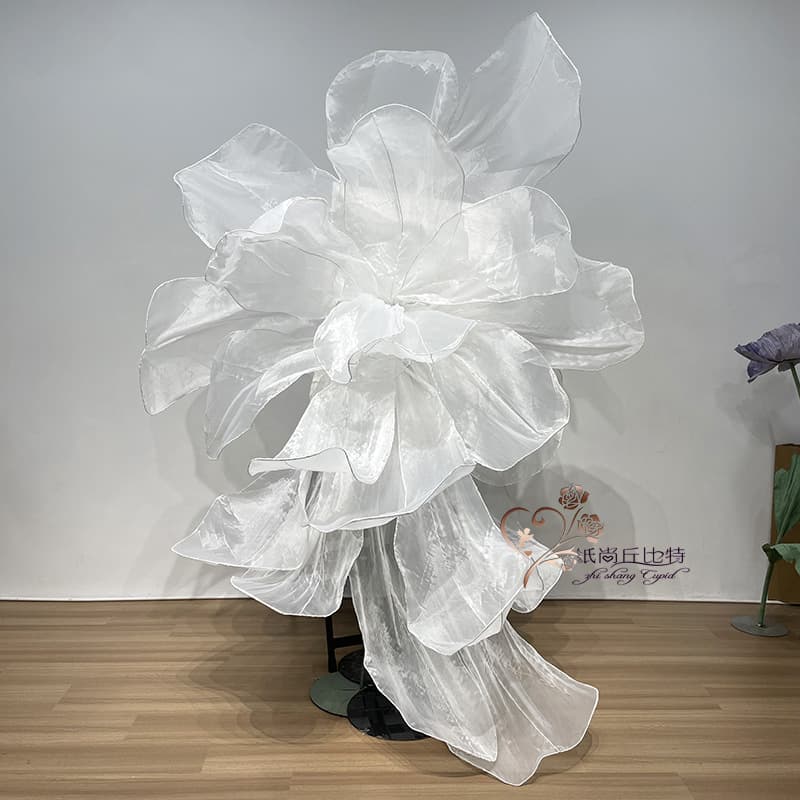 Wedding Giant Paper Flowers Pearl Folded Large Wedding Background Decoration Large Handmade Organza Paper Flowers