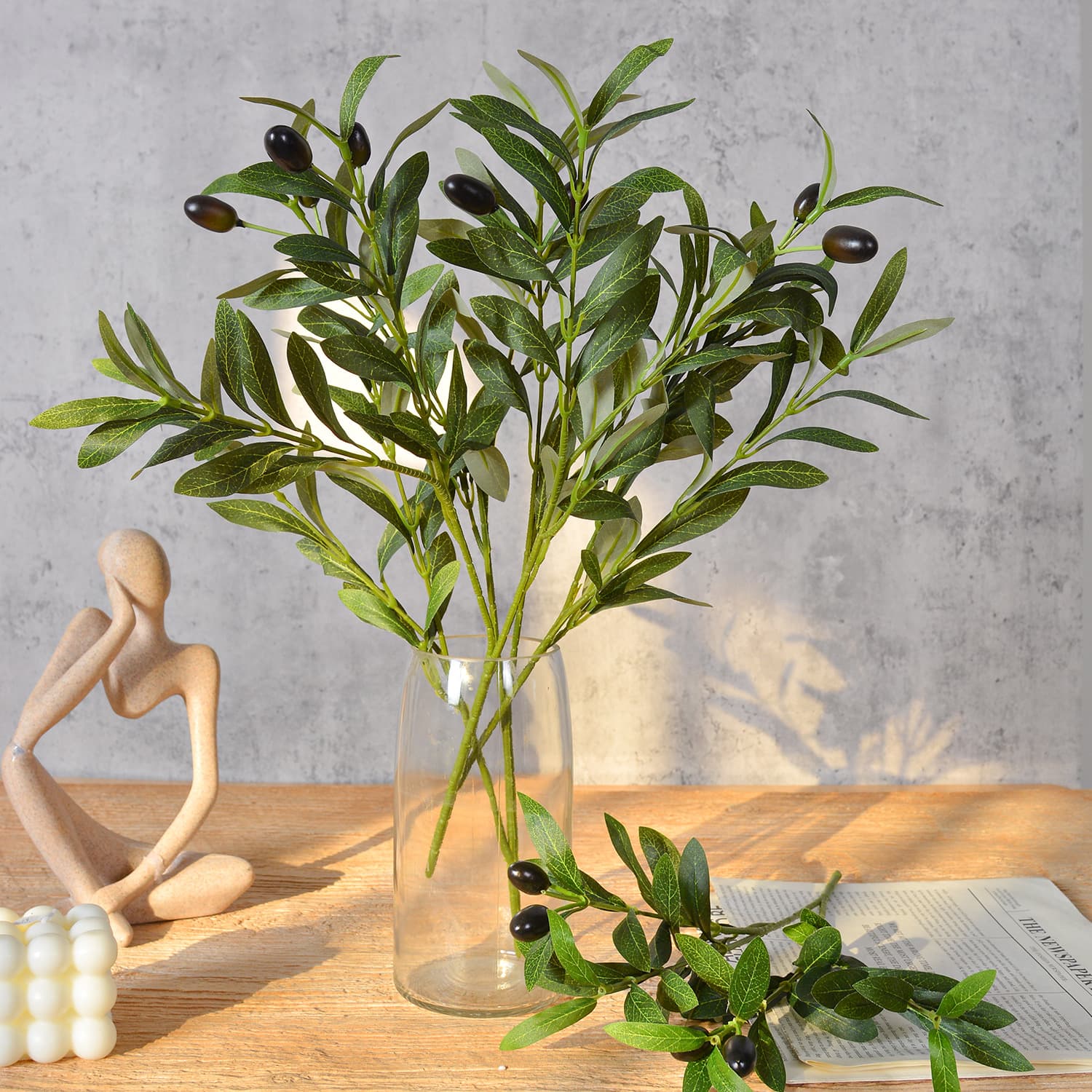 Artificial Olive Branch 4-Branch 6-Branch Faux Olive Branch Wedding Home Photography Props Flower Arrangement Decoration