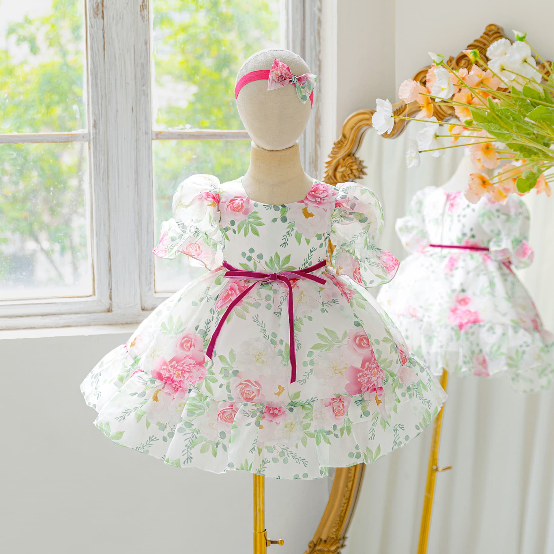 Amazon Organza Printed Children's Formal Dress Runway Flower Girl Dress Little Girl Princess Dress Girls' Formal Dress High-End