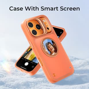 Cross-Border New Product Electronic Badge DIY Pattern Smart Round Screen Phone Case Full Coverage Anti-Drop with Stand for iPhone 15-17