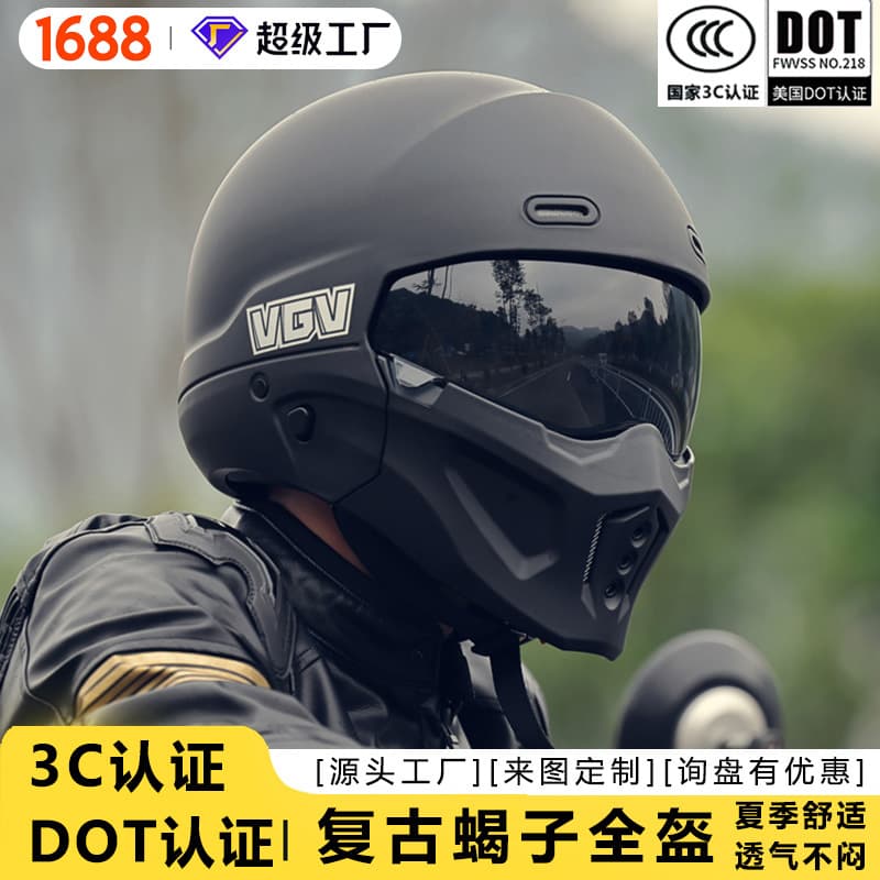 Retro Motorcycle Helmet Scorpion Full Face Helmet Unisex All-Season Summer Sun Protection Half Helmet 3C/DOT Certified