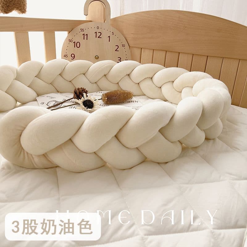 Baby crib bumper, braided crib railing, soft-padded baby crib, interlocking crib headboard, bed railing, anti-collision