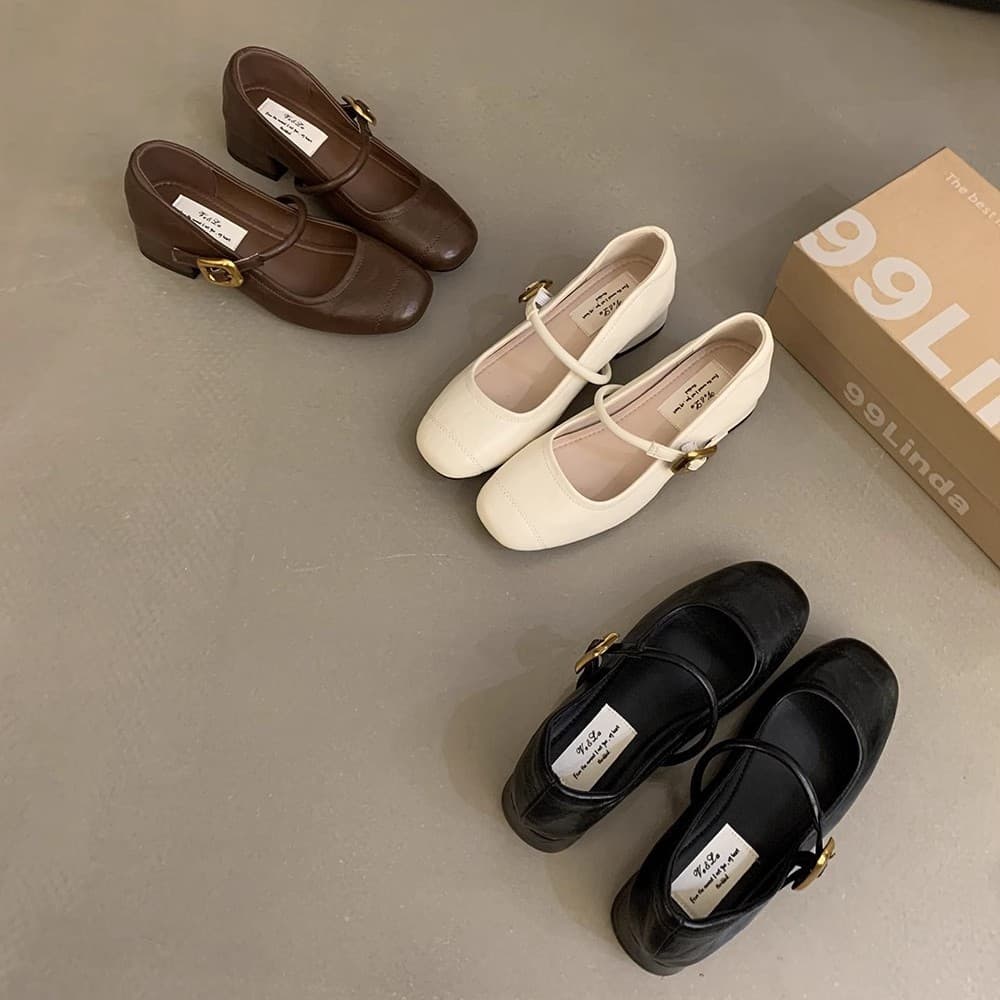 French evening style shallow mouth single shoes for women with thick heels 2026 spring new Korean style small leather shoes retro medium heel Mary Jane shoes