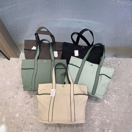 2025 new women's bag lulu canvas tote bag women's mommy bag large capacity canvas bag shoulder portable commuter bag