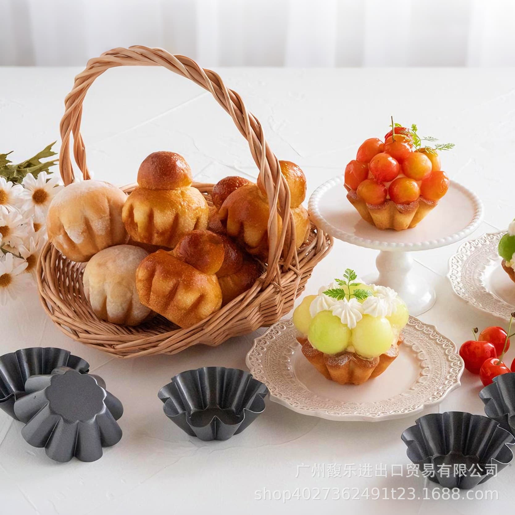 FL Japan Cotta Mini Egg Tart Molds Thickened Fluted Edge Cake Pudding Portuguese Tart Molds Chrysanthemum Cups DIY Baking Molds