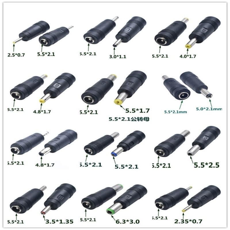 Power adapter connector for Toshiba HP Lenovo laptops, multi-spec universal interface DC 5521