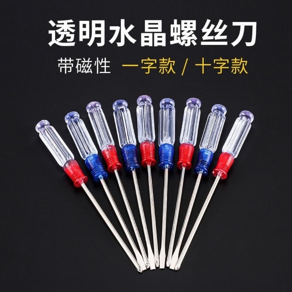 Manufacturer produces screwdriver red blue crystal screwdriver with magnetic transparent 3-inch small screwdriver crystal screwdriver
