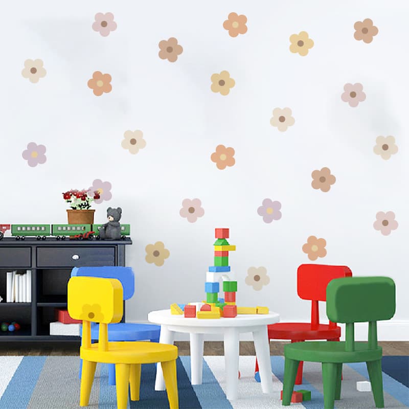 Lvkang CH21007 Flower B Boho Style Self-Adhesive Wall Sticker for Kindergarten Children's Room Decorative Small Flower Decal