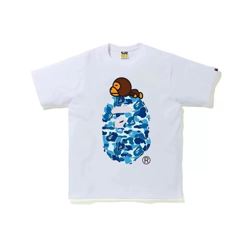 Summer new fashion brand Bape ape-headed man cartoon pattern men and women short-sleeved ins trend T-shirt loose casual short-sleeved